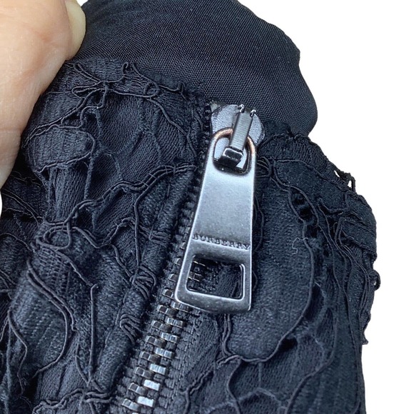 Burberry London Dress Womens 4 Black Lace Floral Fit Flare Sleeveless Pockets S - Picture 7 of 10